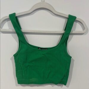 Green Ribbed Zara Crop Top